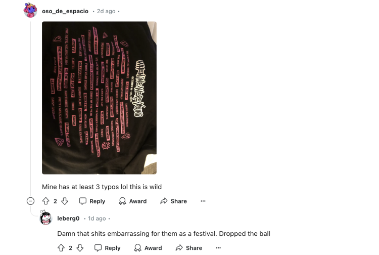 When We Were Young Festival Merch Riddled With Typos
